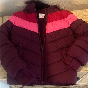 The Children's Place Maroon and Pink Puffer Jacket